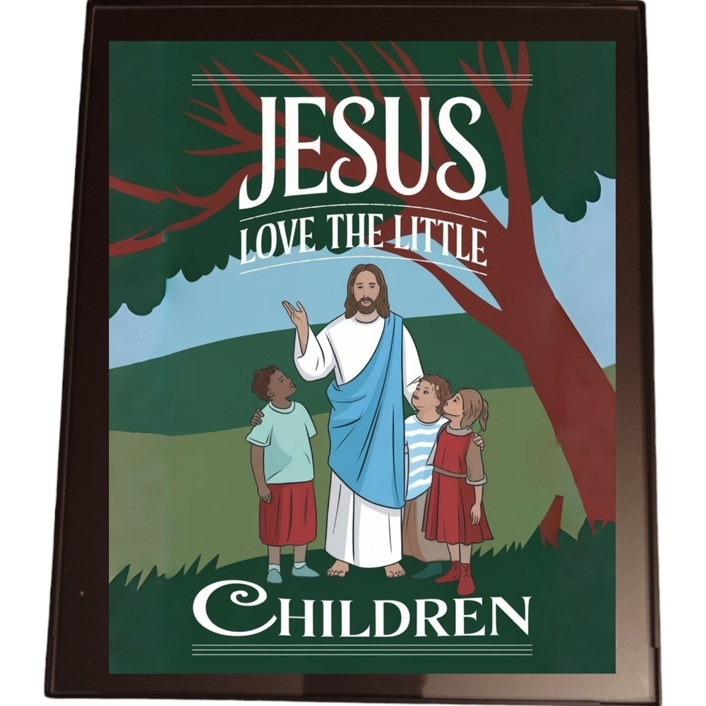 Jesus Loves The Little Children In A Glass Front Frame 8x10 Picture AI wall art - Picture 1 of 2